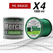 Mercan PE Örgü Premium 4X İp 0.14 mm - 1000 mt Yeşil Misina