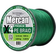 Mercan PE Örgü Premium 4X İp 0.16 mm - 1000 mt Yeşil Misina
