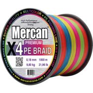 Mercan PE Örgü Premium 4X İp 0.18 mm - 1000 mt Multi Colour Misina