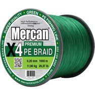 Mercan PE Örgü Premium 4X İp 0.20 mm - 1000 mt Yeşil Misina