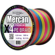 Mercan PE Örgü Premium 4X İp 0.24 mm - 1000 mt Multi Colour Misina