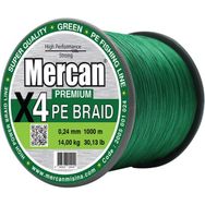 Mercan PE Örgü Premium 4X İp 0.24 mm - 1000 mt Yeşil Misina