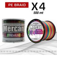 Mercan PE Örgü Premium 4X İp 0.33 mm - 500 mt Multi Colour Misina
