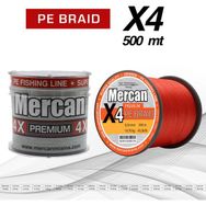 Mercan PE Örgü Premium 4X İp 0.33 mm - 500 mt Turuncu Misina