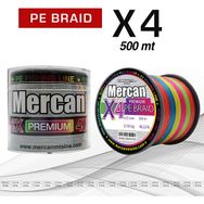 Mercan PE Örgü Premium 4X İp 0.35 mm - 500 mt Multi Colour Misina
