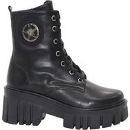 MergenShoes 3086 Siyah Fermuarlı Bağcıklı Kadın Bot