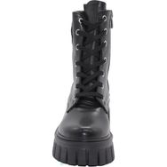 MergenShoes 3087 Siyah Fermuarlı Bağcıklı Kadın Bot