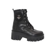 MergenShoes 3088 Siyah Fermuarlı Bağcıklı Kadın Bot