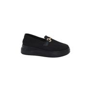 MergenShoes G052 Siyah Yüksek Taban Triko Kadın Günlük Ayakkabı