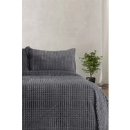 Merinos Koyu Gri Çift Kişilik Modern Line 3 Parça Battaniye Seti