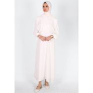 Mersha Collection Bağcıklı Emzirme Elbisesi Lohusalık Dönemi - Emzirme Kıyafeti - Beyaz - 40