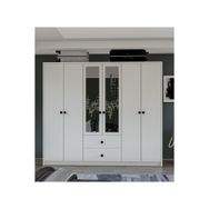 Metalia GM 036 Lüx 6 Kapı 2 Çekmeceli Düğme Kulplu Aynalı Gardırop