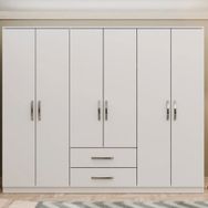 Metalia GM0066 Linda 6 Kapılı 2 Çekmeceli Beyaz Gardrop