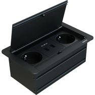 Metalline Klip Line Siyah Bas Aç USB Priz Sistemi