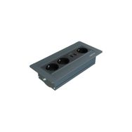 Metalline Sole-Line Antrasit Dönmeli Masaüstü USB Priz Kutusu