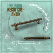 Metax 128 mm Vida Aralığı Antik Sarı Renk Kesir Mobilya Kulp