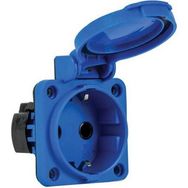 Mete Enerji 404030ST06 1x16A 2P+E 220-240V IP54 Mavi Üst Yan Girişli Contalı Kapaklı Pano Prizi