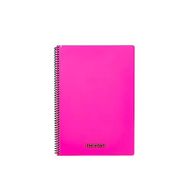 Meteksan Karina Neon Serisi A4 100 Yaprak Pembe Kareli PP Kapaklı Spiralli Defter