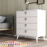 Mezza 3614 Beyaz Versace 4 Çekmeceli Ayaklı Şifonyer