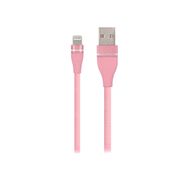 MF Product Jettpower 0054 1 m Pembe Metal Başlıklı Örgülü 2.1A Lightning Hızlı Şarj Kablosu