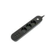 MF Product Jettpower 0366 Siyah 3 Socket 3 USB Uzatma Kablosu