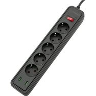 MF Product Jettpower 0368 Siyah 5 Socket 2 USB Uzatma Kablosu