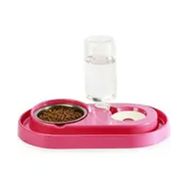 Miapet 1000 ml Pembe Çelik Taslı Hazneli Kedi Köpek Mama ve Su Kabı Seti