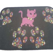 Miapet Elekli Desenli Pembe Kedi 60x45 cm Kedi Tuvalet Önü Paspası