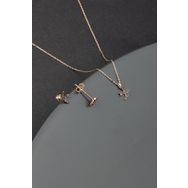 Miavi Silver BSS-1505 Siyah Zirkon Taşlı Martı 925 Ayar Gümüş Kolye Küpe Takı Seti