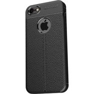Microcase Apple iPhone 6 6S Leather Effect TPU Silikon Tempered Cam + Siyah Kılıf