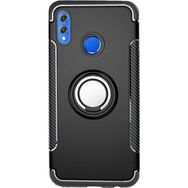 Microcase Huawei Honor 8X Yüzük Standlı Armor Siyah Silikon Kılıf