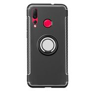 Microcase Huawei Nova 4 Yüzük Standlı Armor Siyah Silikon Kılıf