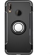 Microcase Huawei P20 Lite Yüzük Standlı Armor Silikon Siyah Kılıf
