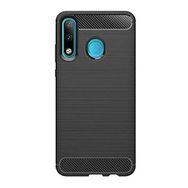 Microcase Huawei P30 Brushed Carbon Fiber Silikon Siyah Kılıf