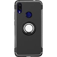 Microcase Xiaomi Redmi Note 7 Yüzük Standlı Armor Siyah Silikon Kılıf