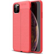 Microsonic Apple iPhone 11 Pro Max 6.5 inç Deri Dokulu Silikon Kırmızı Cep Telefonu Kılıfı