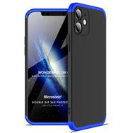 Microsonic Apple iPhone 12 Double Dip 360 Protective Siyah Mavi Cep Telefonu Kılıfı