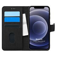 Microsonic Apple iPhone 12 Fabric Book Wallet Siyah Cep Telefonu Kılıfı