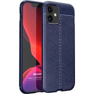 Microsonic Apple iPhone 12 Mini Deri Dokulu Silikon Lacivert Cep Telefonu Kılıfı