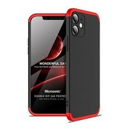 Microsonic Apple iPhone 12 Mini Double Dip 360 Protective Siyah Kırmızı Cep Telefonu Kılıfı