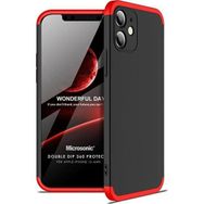 Microsonic Apple iPhone 12 Mini Double Dip 360 Protective Siyah Kırmızı Cep Telefonu Kılıfı