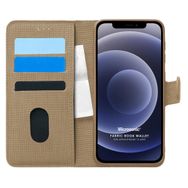 Microsonic Apple iPhone 12 Mini Fabric Book Wallet Gold Cep Telefonu Kılıfı
