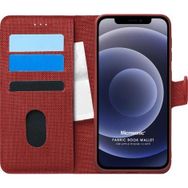 Microsonic Apple iPhone 12 Mini Fabric Book Wallet Kırmızı Cep Telefonu Kılıfı