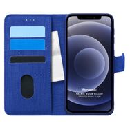 Microsonic Apple iPhone 12 Mini Fabric Book Wallet Lacivert Cep Telefonu Kılıfı