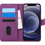 Microsonic Apple iPhone 12 Mini Fabric Book Wallet Mor Cep Telefonu Kılıfı