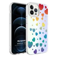 Microsonic Apple İphone 12 Pro Braille Feel Desenli Heart Cep Telefonu Kılıfı