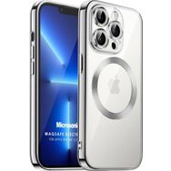 Microsonic Apple iPhone 12 Pro Magsafe Luxury Electroplate Gümüş Cep Telefonu Kılıfı
