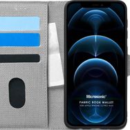 Microsonic Apple iPhone 12 Pro Max Fabric Book Wallet Gri Cep Telefonu Kılıfı
