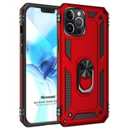 Microsonic Apple iPhone 12 Pro Military Ring Holder Kırmızı Cep Telefonu Kılıfı
