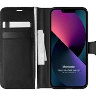 Microsonic Apple İphone 13 Delux Leather Wallet Siyah Cep Telefonu Kılıfı